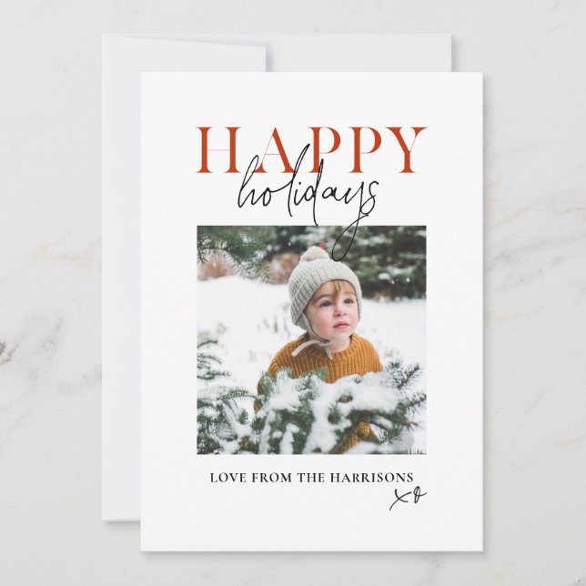 Cartes Pour Fêtes Annuelles Jaune moderne Script Famille Enfants Photo Happy (Devant)