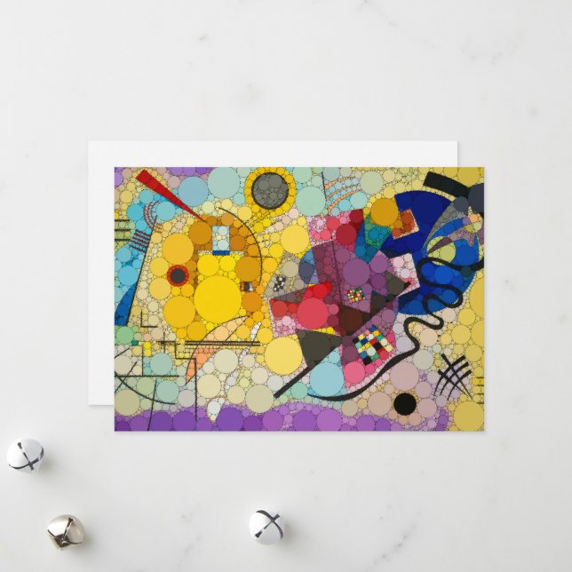 Cartes Pour Fêtes Annuelles Jaune, Rouge, Bleu, Points Infinity - Après Kandin (Devant/Arrière en situation)