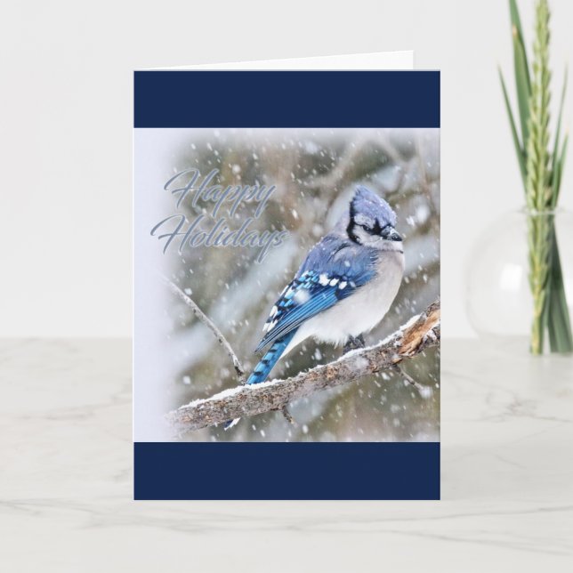 Cartes Pour Fêtes Annuelles Jay Bleu en Noël de neige (Devant)