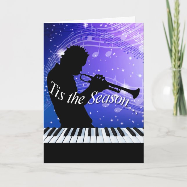 Cartes Pour Fêtes Annuelles Jazz Horn Player This Season | bleu cobalt (Devant)