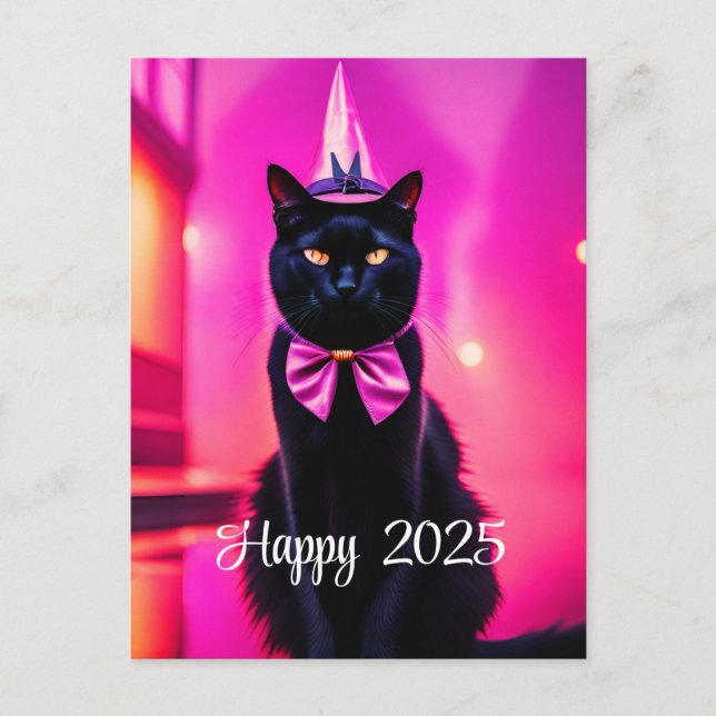 Cartes Pour Fêtes Annuelles Jazzy Kitty - Heureux 2024 (Devant)