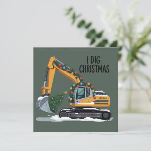 Cartes Pour Fêtes Annuelles Je creuse Noël Excavatrice Santa Boy Drôle Enfants