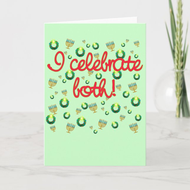 Cartes Pour Fêtes Annuelles Je fête Noël et Hanoukka (Devant)