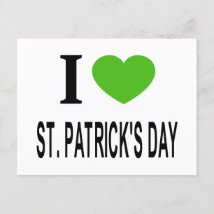 Cartes Pour Fêtes Annuelles Je ❤️ la SAINT-PATRICK avec un cœur vert