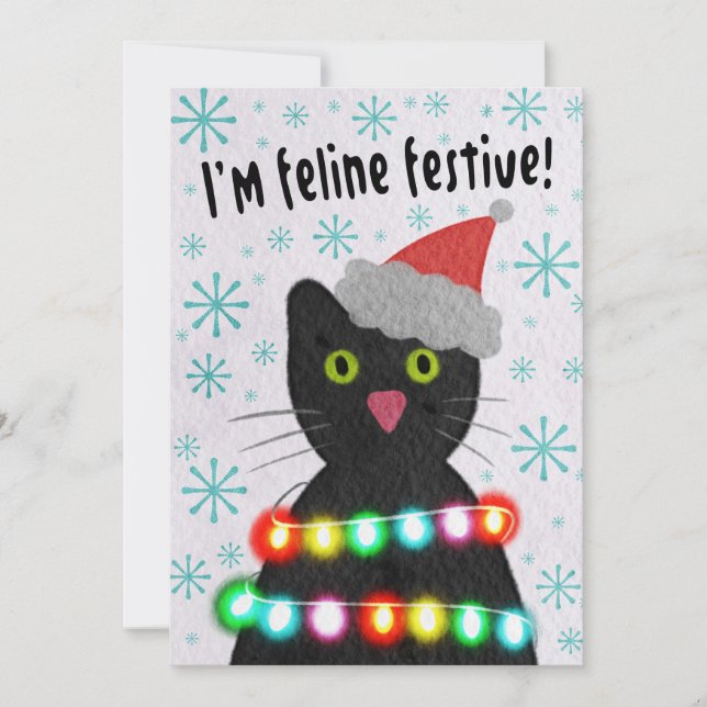 Cartes Pour Fêtes Annuelles Je me sens félin festif (Devant)