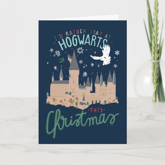 Cartes Pour Fêtes Annuelles Je Préférerais Rester À Hogwarts Ce Noël (Devant)