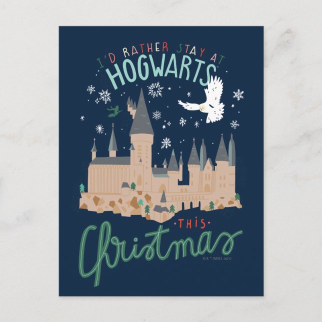 Cartes Pour Fêtes Annuelles Je Préférerais Rester À Hogwarts Ce Noël (Devant)