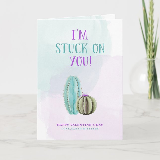 Cartes Pour Fêtes Annuelles Je suis coincé sur vous cactus Valentine (Devant)