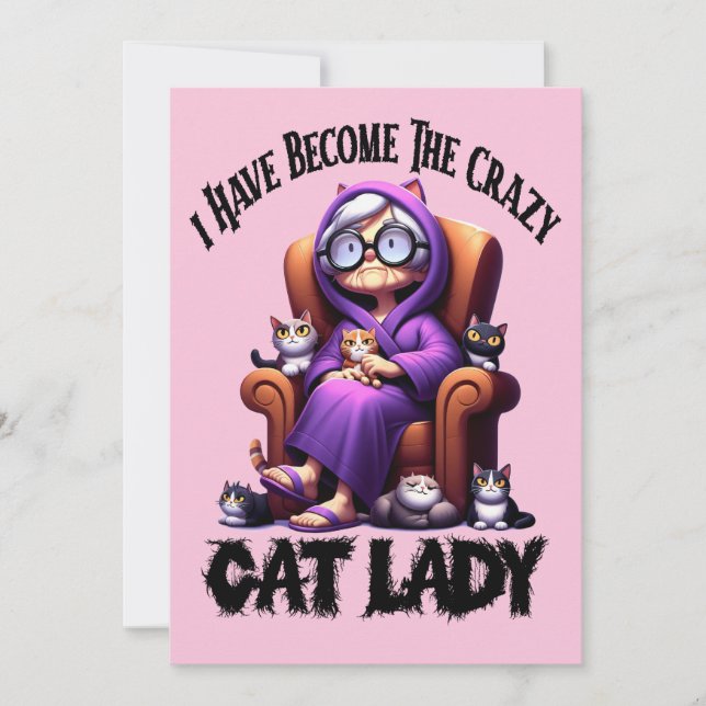 Cartes Pour Fêtes Annuelles Je Suis Devenue La Dame Du Chat Fou (Devant)