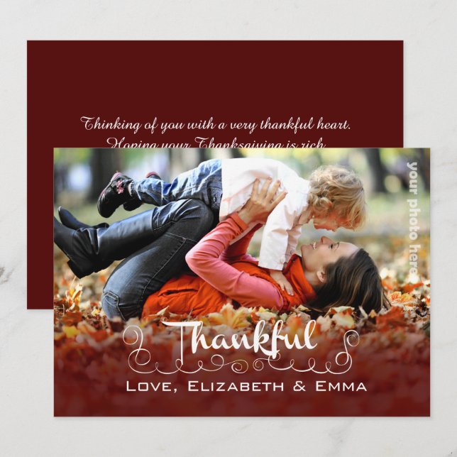 Cartes Pour Fêtes Annuelles Je Suis Heureux. Photo personnalisée de Thanksgivi (Devant / Derrière)