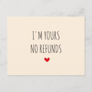 Cartes Pour Fêtes Annuelles Je suis la vôtre Pas de remboursement Femme Valent