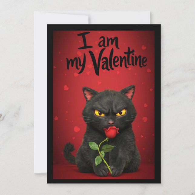 Cartes Pour Fêtes Annuelles Je Suis Mon Chat Noir Valentine (Devant)
