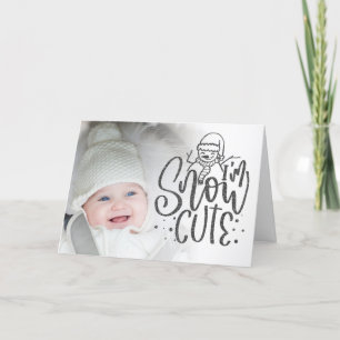Cartes Pour Fêtes Annuelles Je suis Neige mignonne Texte Bébé Photo Noël Plié