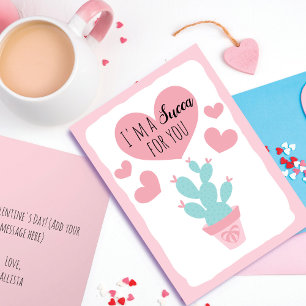 Cartes Pour Fêtes Annuelles Je suis Succa pour vous Cactus Valentine's Day Gre