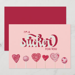 Cartes Pour Fêtes Annuelles Je suis un Sucker pour toi Lollipop Valentine