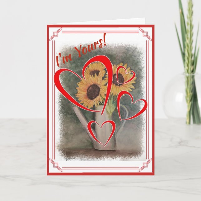 CARTES POUR FÊTES ANNUELLES JE SUIS VOS VALENTINE SUNFLOWERS (Devant)