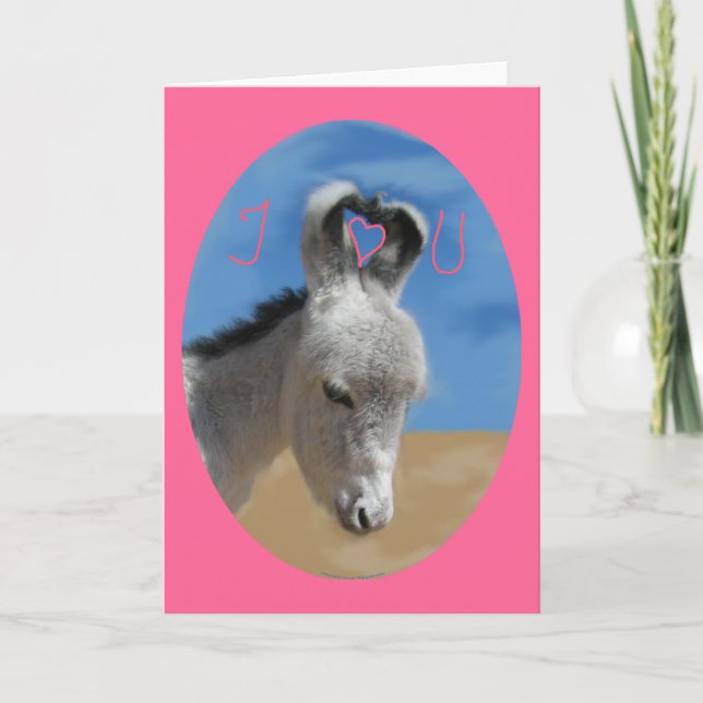 Cartes Pour Fêtes Annuelles Je t'aime âne (Devant)