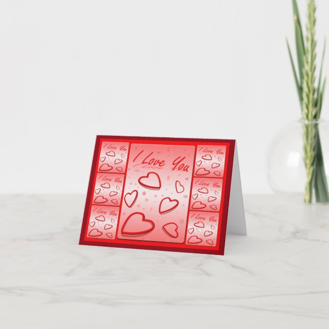 Cartes Pour Fêtes Annuelles Je t'aime avec les coeurs Arrière - plan rose (Devant)