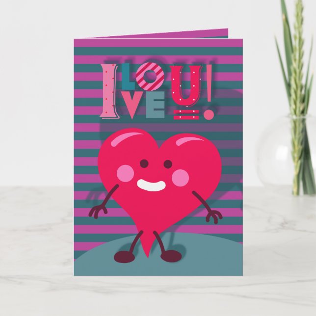Cartes Pour Fêtes Annuelles Je T'Aime ! Caractère de Saint-Valentin lunaire (Devant)