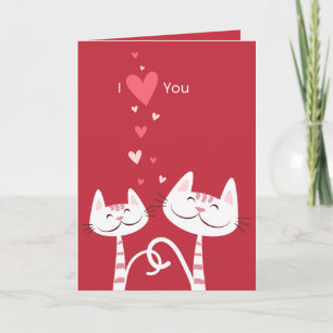 Cartes Pour Fêtes Annuelles Je t'aime Chats Valentine