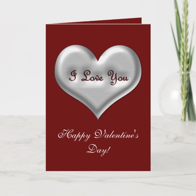 Cartes Pour Fêtes Annuelles Je t'aime coeur gris avec effet métallique (Devant)
