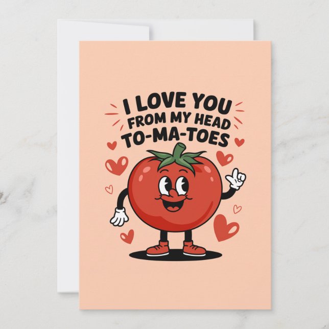 Cartes Pour Fêtes Annuelles Je t'aime de ma tête Tomates mignonnes Tomates (Devant)