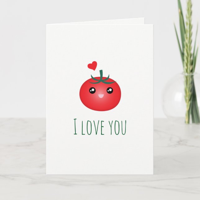 Cartes Pour Fêtes Annuelles Je t'aime de ma tête Tomates Saint Valentin (Devant)