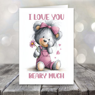 Cartes Pour Fêtes Annuelles Je t'aime énormément Ourson Saint-Valentin