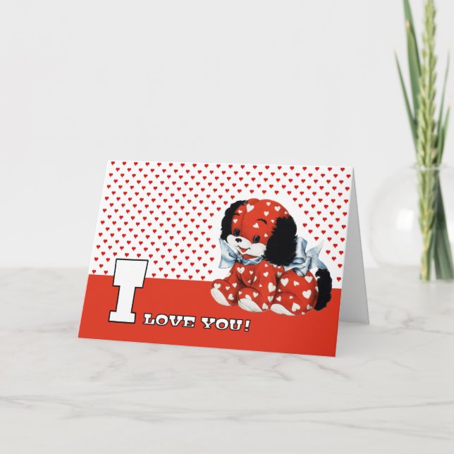Cartes Pour Fêtes Annuelles Je T'Aime ! Funny Puppy Valentine's Day (Devant)