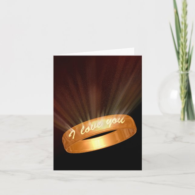 Cartes Pour Fêtes Annuelles "Je t'aime" Golden Ring (Devant)