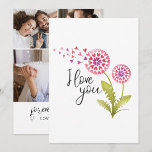 Cartes Pour Fêtes Annuelles Je t'aime Jour des Valentines Florales