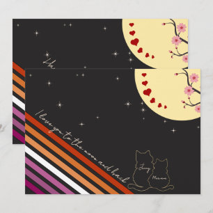 Cartes Pour Fêtes Annuelles Je t'aime jusqu'à la lune et retour Drapeau lesbie