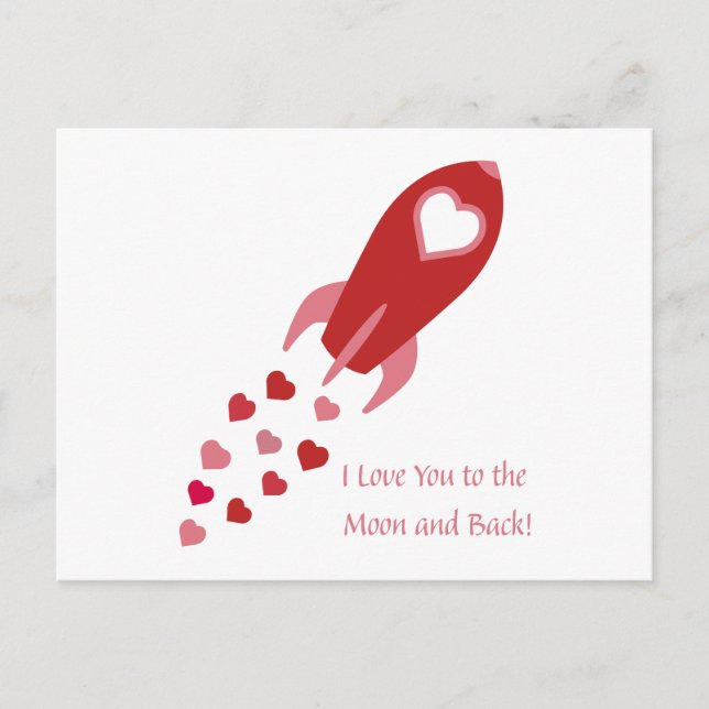 Cartes Pour Fêtes Annuelles Je t'aime jusqu'à la Lune et Retour Fusée spatiale (Devant)