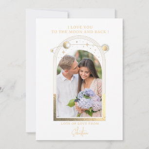 Cartes Pour Fêtes Annuelles Je t'aime jusqu'à la lune Photo Céleste Or Blanc
