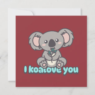 Cartes Pour Fêtes Annuelles Je t'aime Koala ours jeu de mots