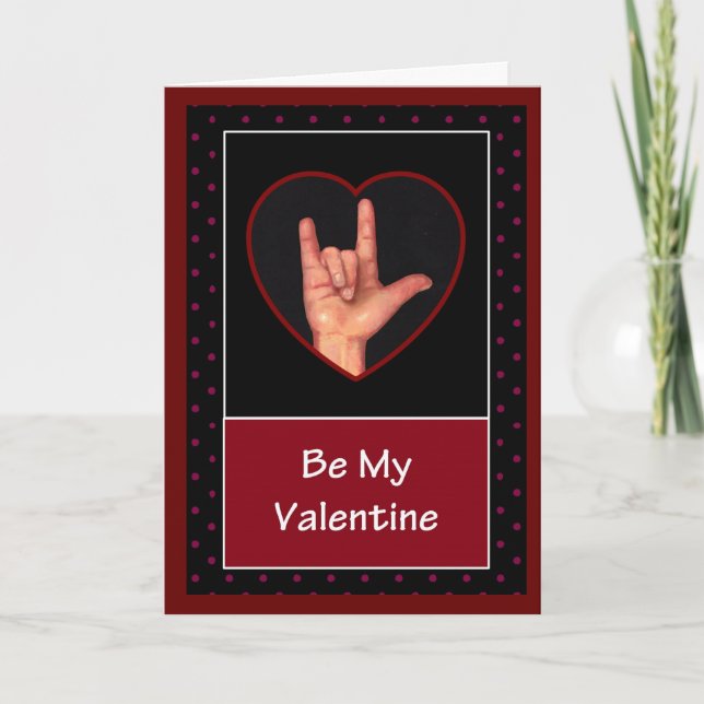 CARTES POUR FÊTES ANNUELLES JE T'AIME : LANGUE DES SIGNES VALENTINE (Devant)