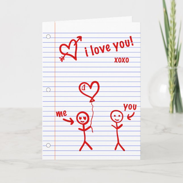Cartes Pour Fêtes Annuelles je t'aime les croquis en papier carnet (Devant)