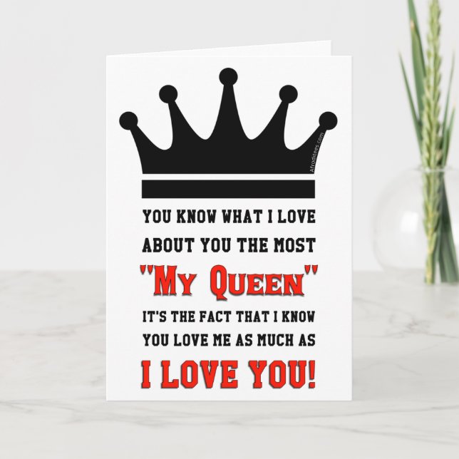 Cartes Pour Fêtes Annuelles Je t'aime ma reine (Devant)
