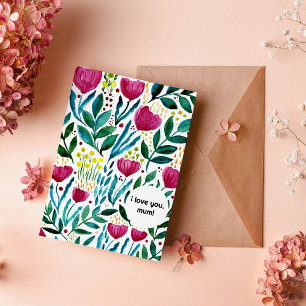 Cartes Pour Fêtes Annuelles Je t'aime, maman illustration botanique