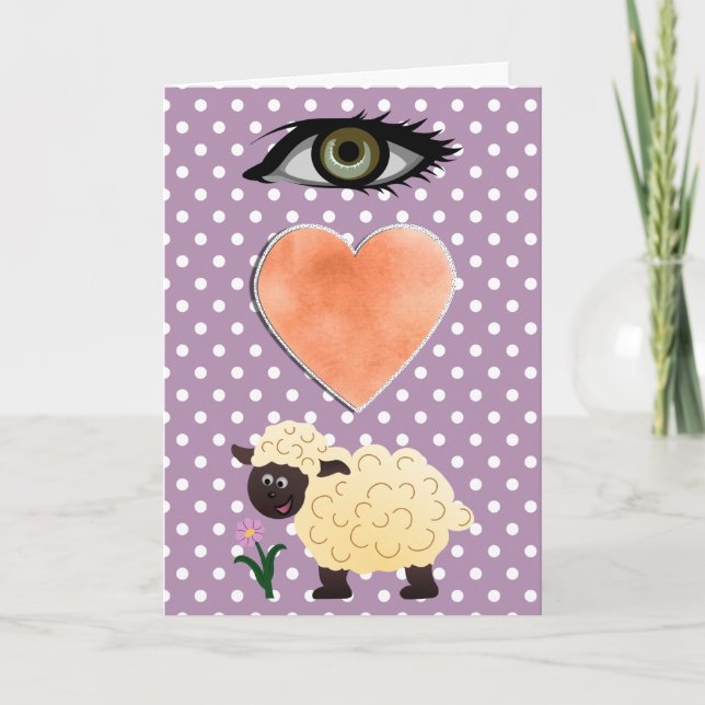 Cartes Pour Fêtes Annuelles Je T'Aime - Oeil Coeur Ewe (Devant)