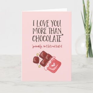 Cartes Pour Fêtes Annuelles Je t'aime plus que le chocolat Funny Saint-Valenti