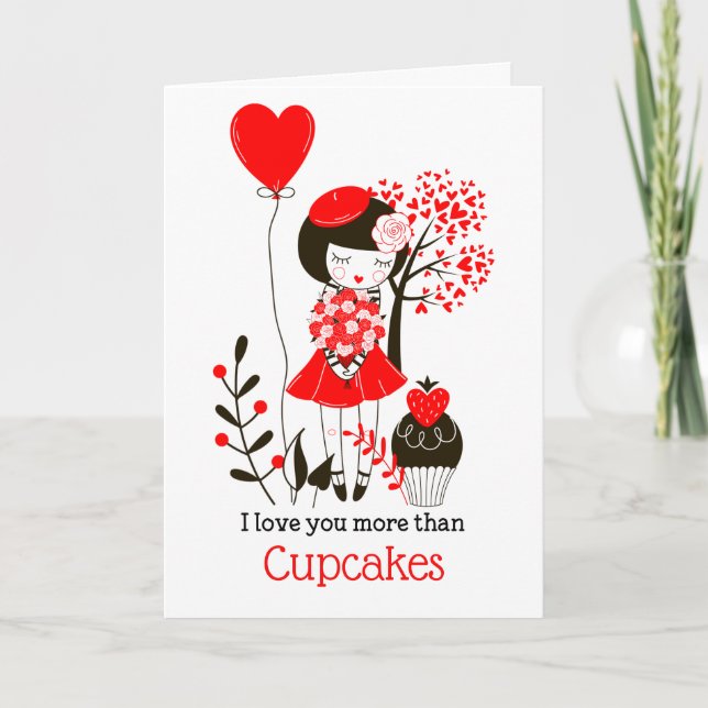 Cartes Pour Fêtes Annuelles Je t'aime plus que les gâteaux/rouges/noirs/valent (Devant)