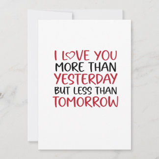 Cartes Pour Fêtes Annuelles Je t'aime plus qu'hier Doux Citation d'amour 