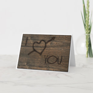 Cartes Pour Fêtes Annuelles Je t'aime taillé dans le bois