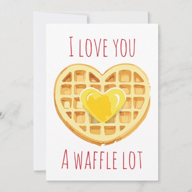 Cartes Pour Fêtes Annuelles Je t'aime une gaufre Lot Saint-Valentin (Devant)