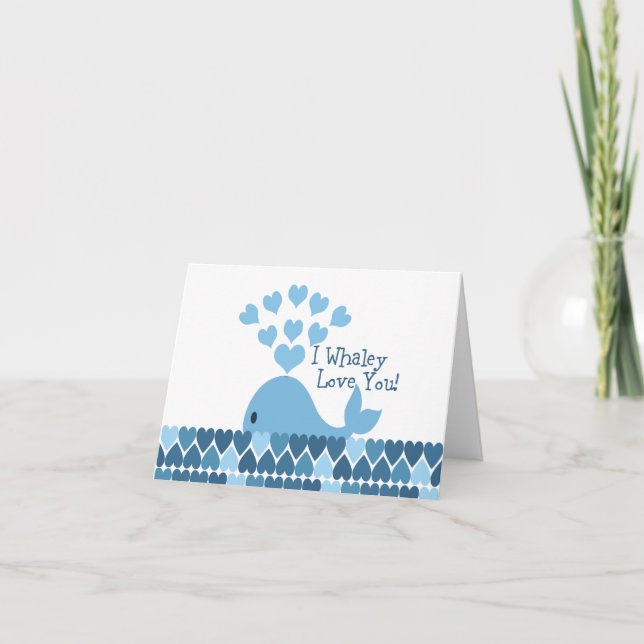 Cartes Pour Fêtes Annuelles Je T'Aime Whaley ! Bleu (Devant)