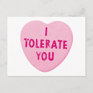 Cartes Pour Fêtes Annuelles Je te tolère Candy de coeur de la Saint-Valentin