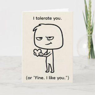 Cartes Pour Fêtes Annuelles Je Te Tolère — Saint-Valentin Sarcastique Drôle