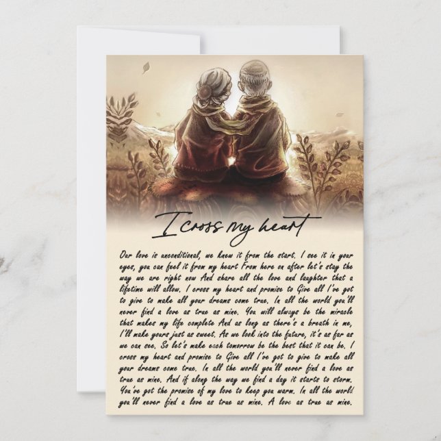 Cartes Pour Fêtes Annuelles Je traverse mon coeur Couple Golden Anniversaire C (Devant)