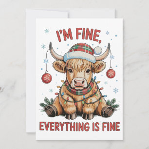 Cartes Pour Fêtes Annuelles Je vais bien, tout va bien, Noël, vache des Highla
